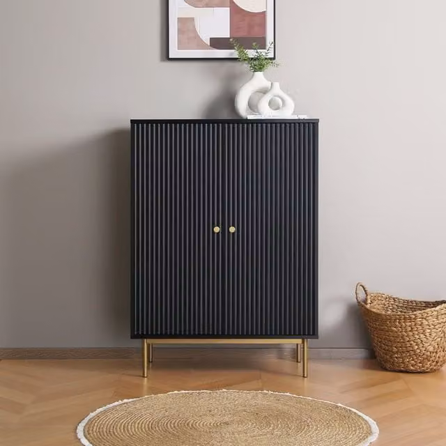 Home Garden Direct Devon Highboard Storage Cabinet in Matt Black