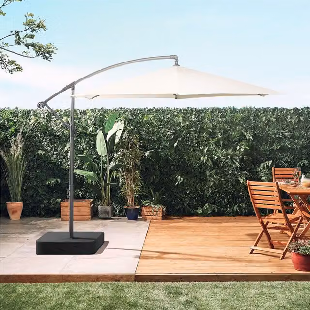 VonHaus Cantilever Parasol Umbrella in Beige with UPF 30+ Protection
