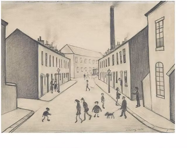 L.S. Lowry North James Henry Street Salford 1956 Grey Paper Poster Print