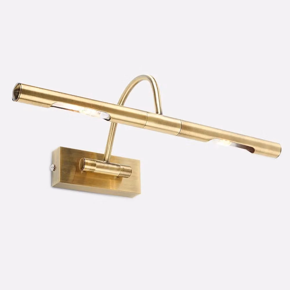 ValueLights Capri Adjustable Twin Bulb Picture Wired Wall Lights in Antique Brass Gold