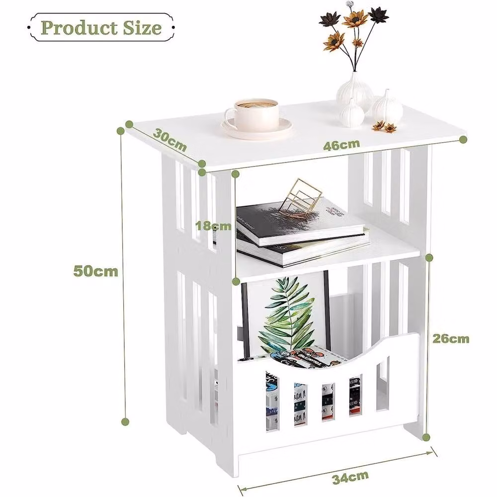 FORGEVIO White Square Bedside Table Cabinet with Storage Shelf, W/D/H: 116.8 x 76.2 x 127.0 cm – 2