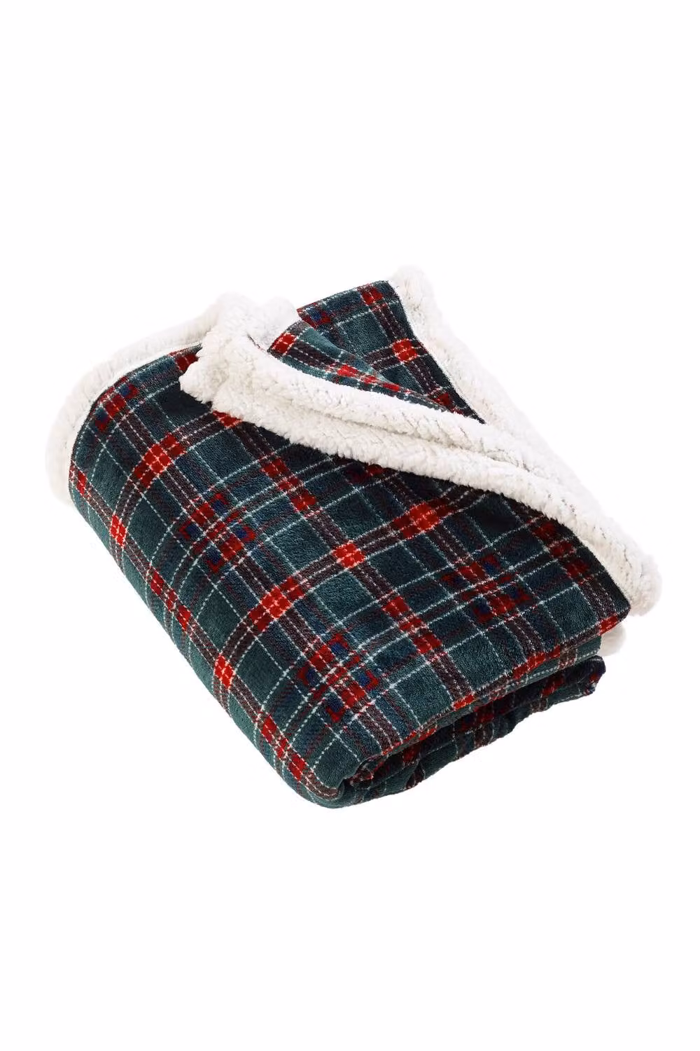 Catherine Lansfield Tartan Sherpa Check Cosy Fleece Blanket Throw in Green, W/D/H: 130 x 170 cm – 4