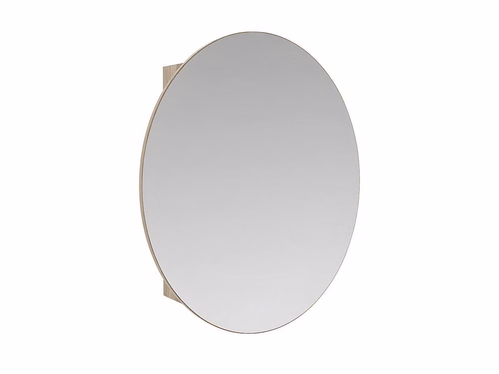 Vente-unique RURI Oval Bathroom Wall Cabinet with Mirror in Light Oak – 2