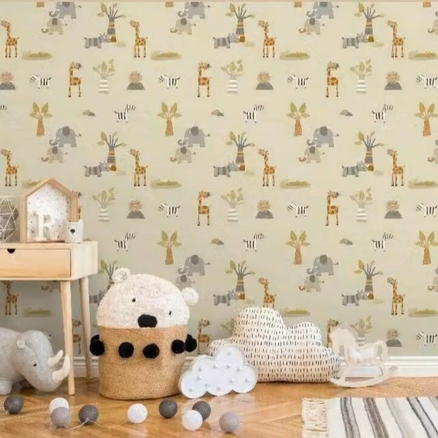 Debona Animal Print Childrens Wallpaper in Beige and Yellow