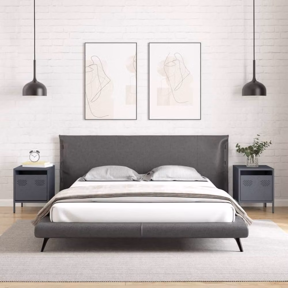 Berkfield Home Set of 2 Anthracite Steel Bedside Cabinets, W/D/H: 35 x 39 x 43.5 cm – 3