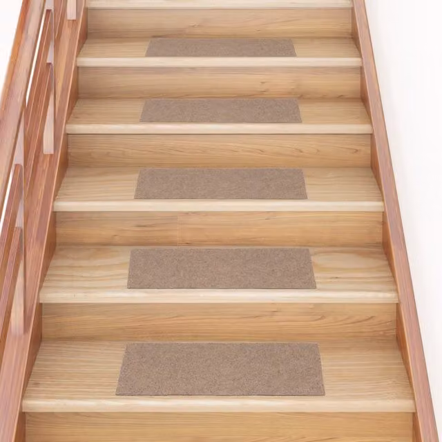 Berkfield Home Self-adhesive Rectangular Stair Mats, 15 Pieces, Light Brown, W: 60 cm, D: 25 cm – 1