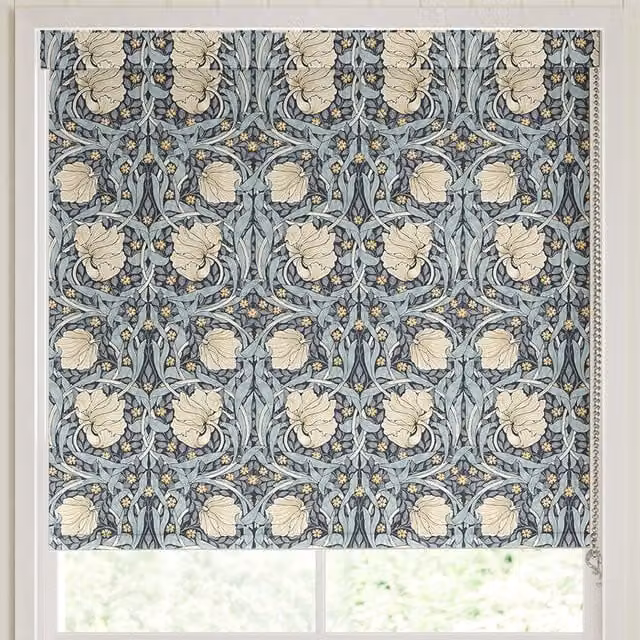 William Morris At Home Pimpernel Translucent Made to Measure Roller Blind in Blue Floral Design