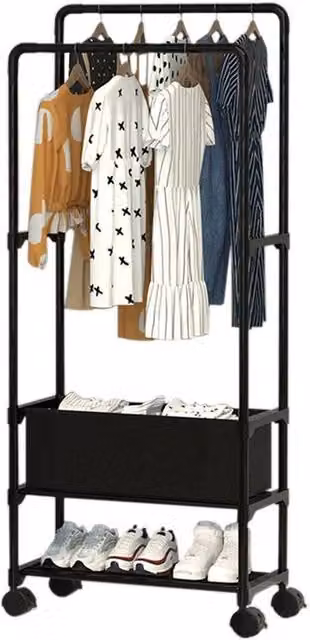 FORGEVIO Black Matt Metal Clothes Rail Rack Garment Hanging Stand
