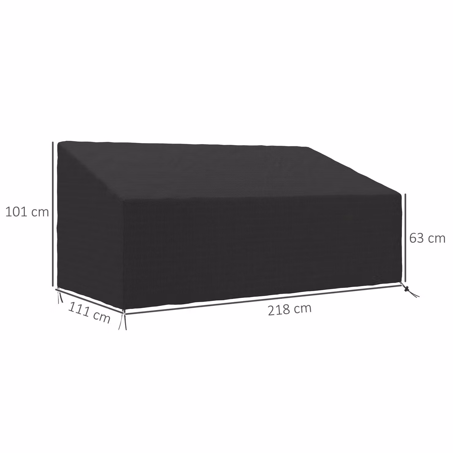 Outsunny Waterproof 3 Seater Sofa Protector in Black, W: 218 cm, D: 111 cm, H: 63-101 cm – 3