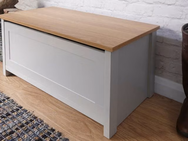 GFW Lancaster Ottoman Storage Box in Grey