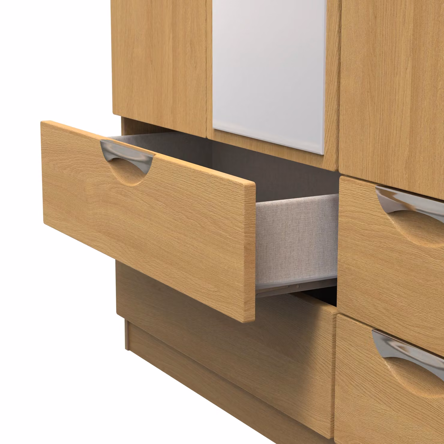 2 U Holborn Ready Assembled Triple Wardrobe with Mirror and Three Drawers in Brown – 3