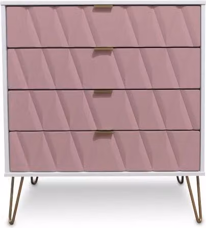 Welcome Diamond Kobe 4 Drawer Chest of Drawers in Pink, White and Gold