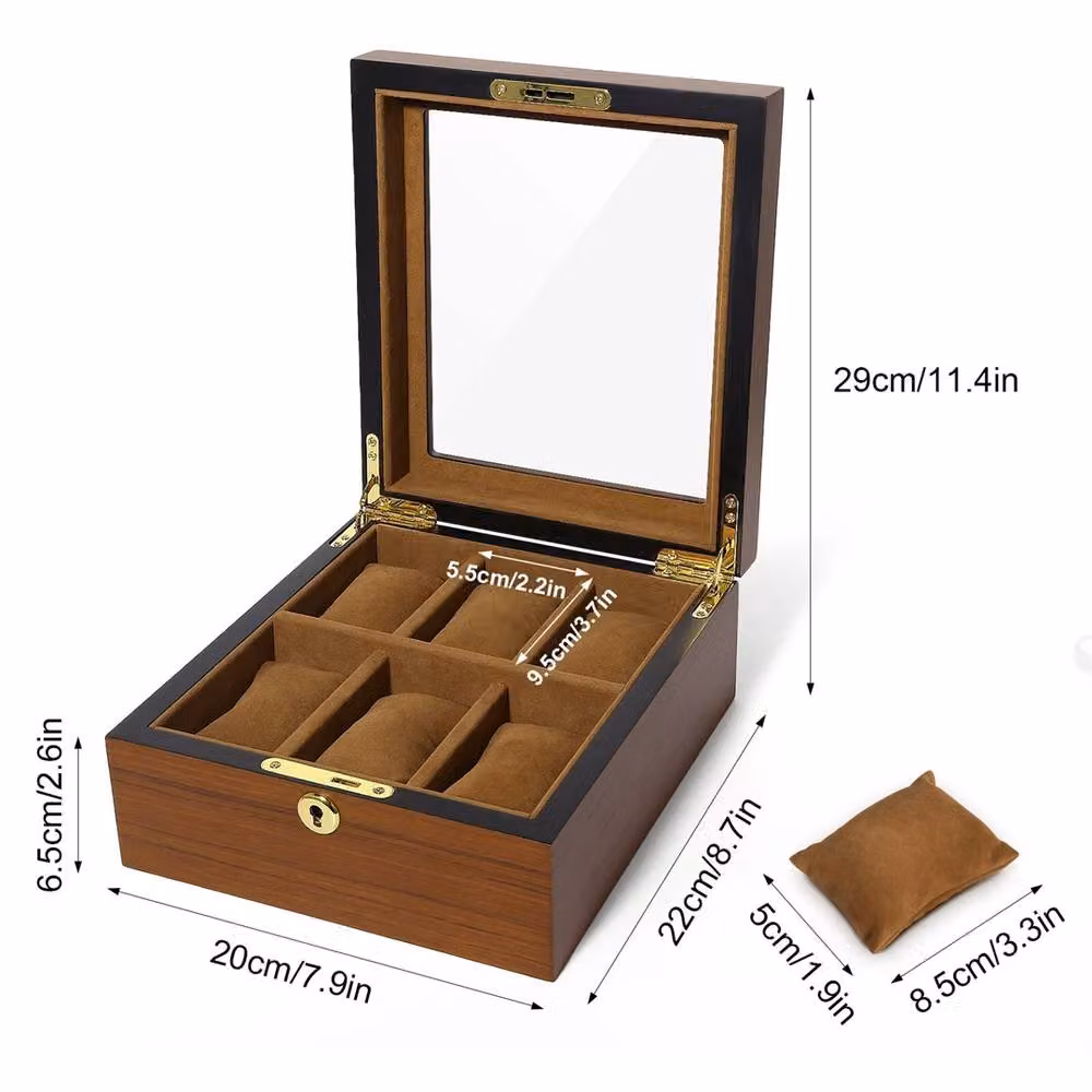 Kelvenix 6 Grid Watch Display and Storage Box in Brown – 2