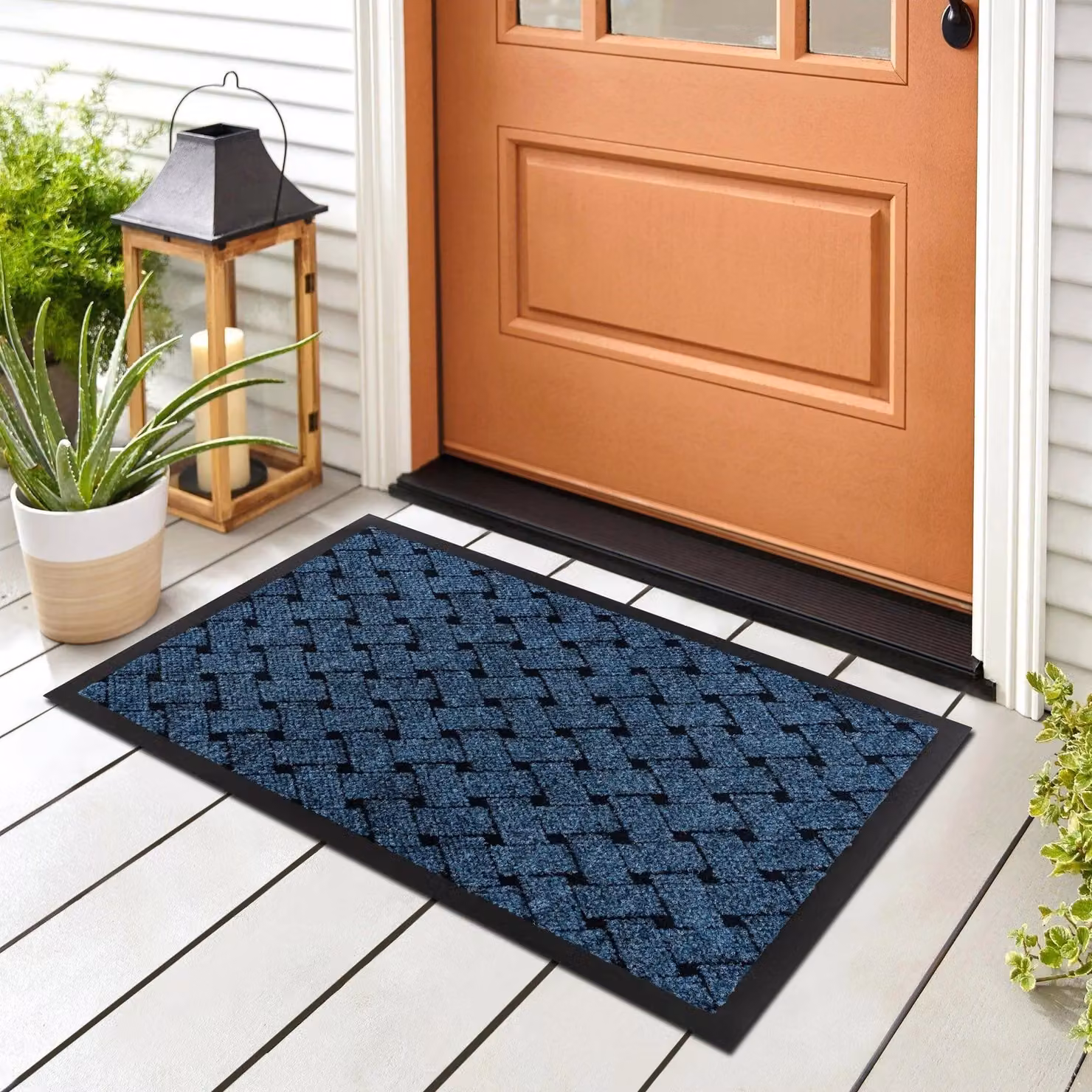 RugsX Blue Vectra Non-Slip Weatherproof Polypropylene Doormat, W: 80 cm, D: 50 cm – 2