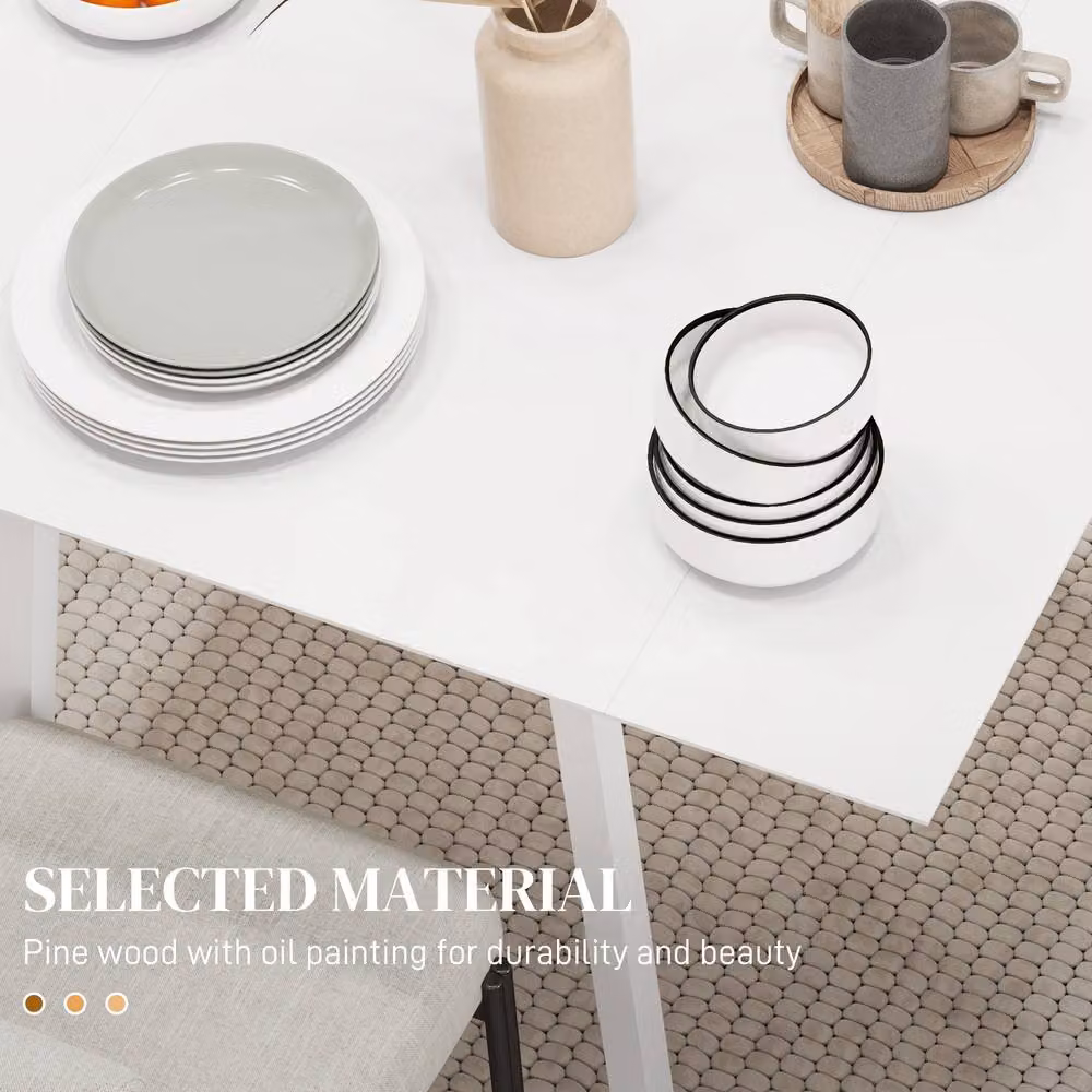 STILVORA Modern White Pine Wood Dining Table with Butterfly Drop Leaf and Rounded Edges – 3