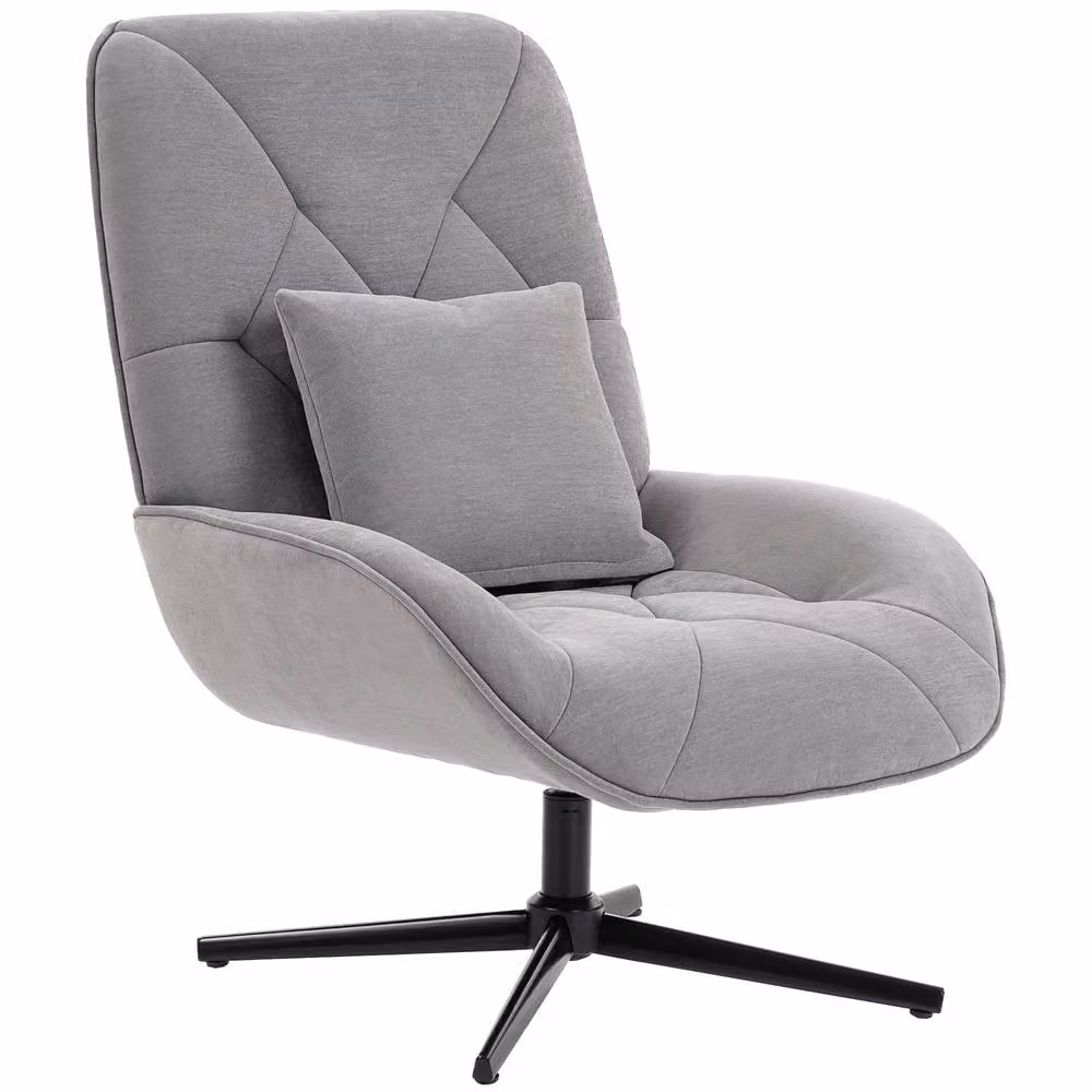 STILVORA Swivel Armchair with Lumbar Pillow in Light Grey – 3