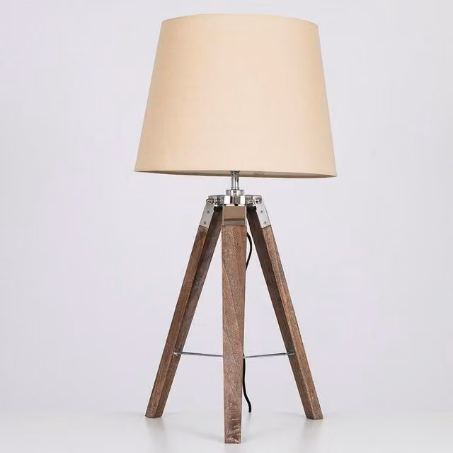 ValueLights Clipper Pair of Modern Brown and Wood Table Lamps – 1