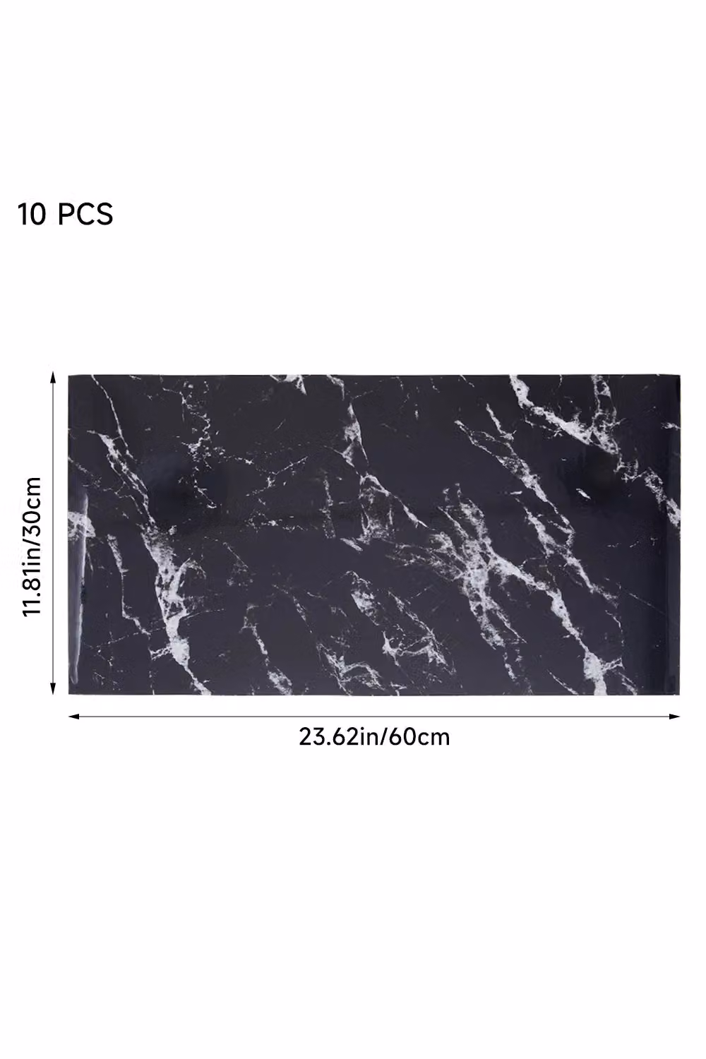Living and Home 10pcs Black Marble Peel and Stick PVC Wall Tile Stickers for Bathroom, Kitchen and Living Room – 3