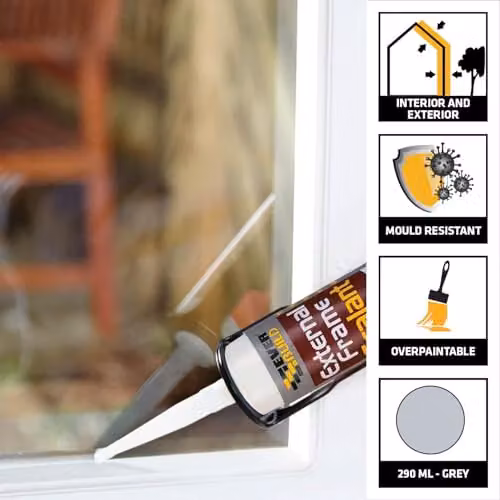 Everbuild Flexible Grey Acrylic External Frame Sealant, 290ml – 2