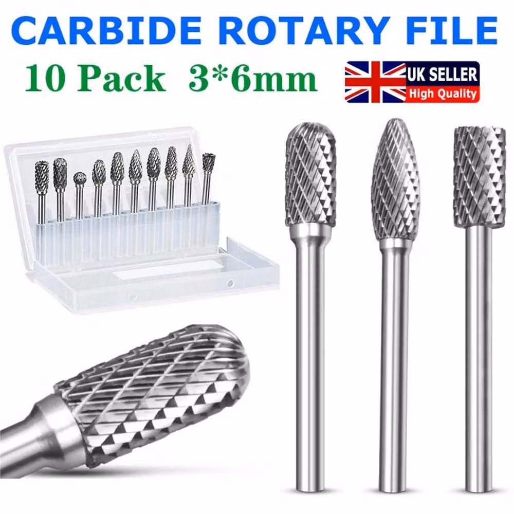 Nordara 10-Piece Silver Tungsten Carbide Burrs Rotary Tool Bits for Dremel – 2