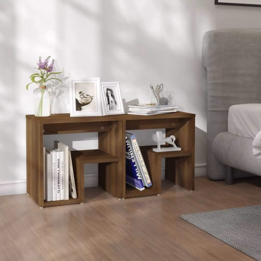 Berkfield Home Bedside Cabinets, 2 Piece Set in Brown Oak, W/D/H: 40 x 30 x 40 cm – 2