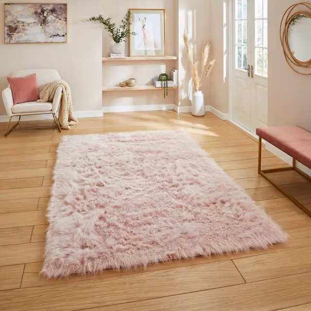 Terrys Polar Plush Shaggy Rug in Pink