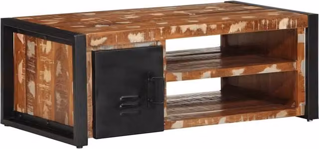Berkfield Home Sturdy Multicolour Reclaimed Solid Wood Coffee Table W/D/H: 90 x 50 x 36 cm – 1