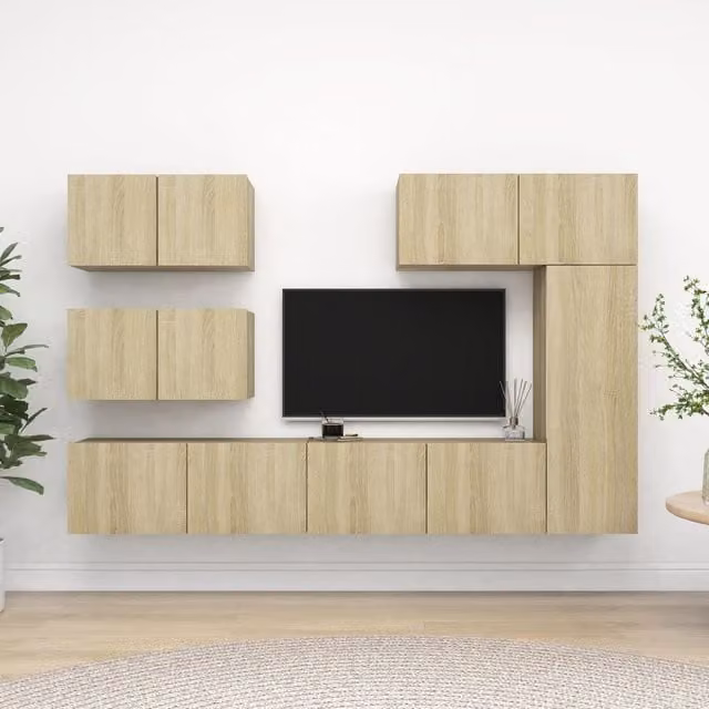 Berkfield Home 6 Piece Modern Sonoma Oak TV Cabinet Set in Brown