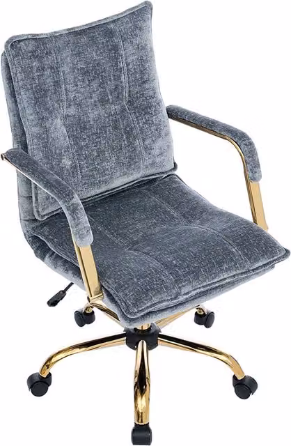 Livingandhome Modern Blue Velvet Upholstered Task Chair with Armrests