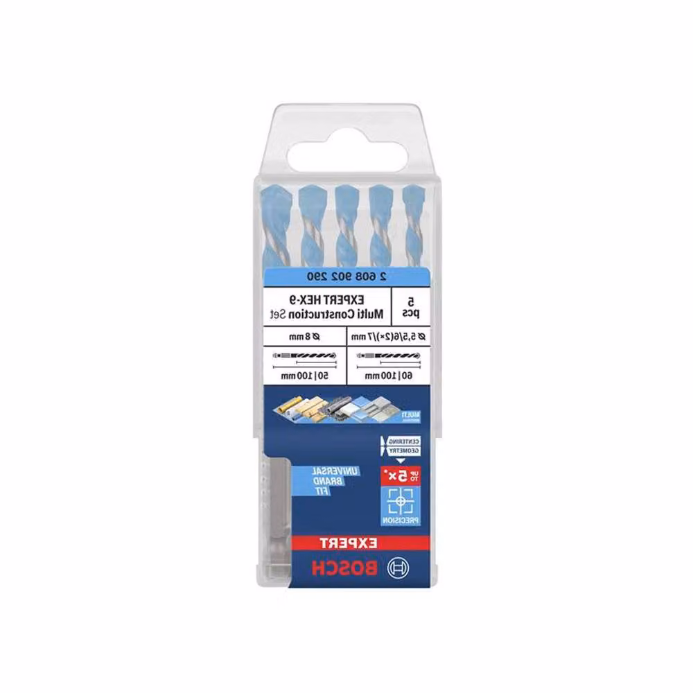 Bosch Expert HEX-9 Multi Construction Carbide Tipped Twist Drill Bit Set, 5 Piece, Blue – 2