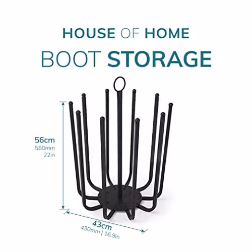Direct Online Houseware Black Round 5 Pair Boot and Welly Shoe Rack, W/D/H: 43 x 43 x 56 cm – 3