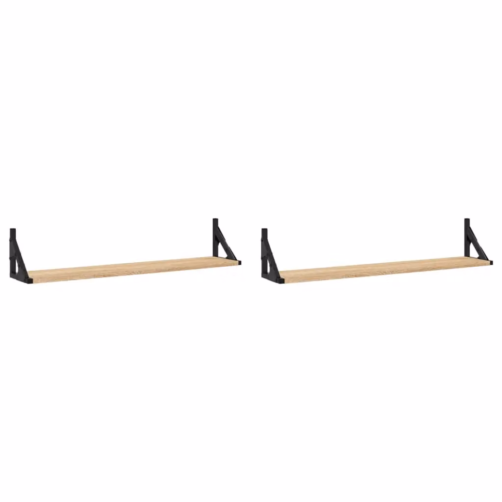 Berkfield Home Wall Shelves, 2 Piece Sonoma Oak Brown Engineered Wood, W: 80 cm, D: 15 cm, H: 15.5 cm – 2