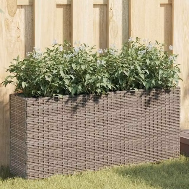 Berkfield Home Garden Planter with 2 Pots, Grey, W/D/H: 90 x 20 x 40 cm – 1