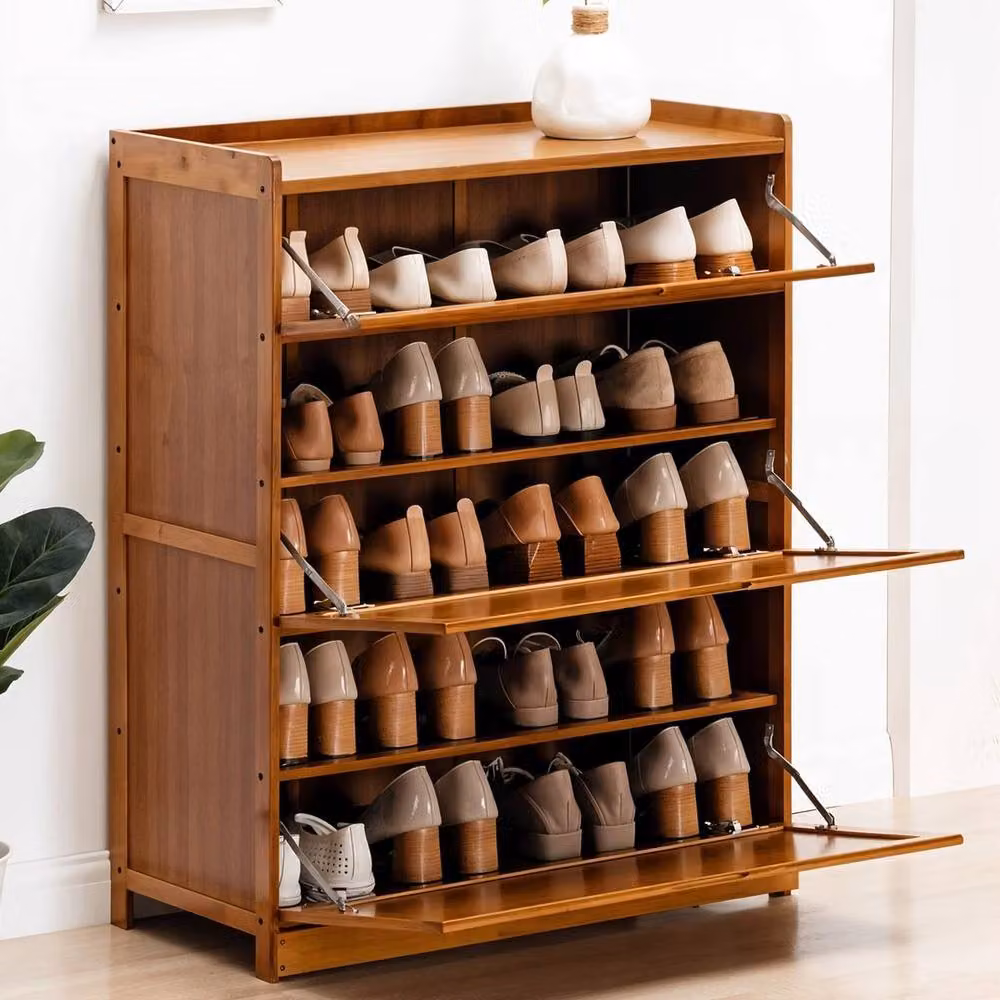 KORVIXA Modern 5-Tier Shoe Rack Storage Cabinet in Brown – 3