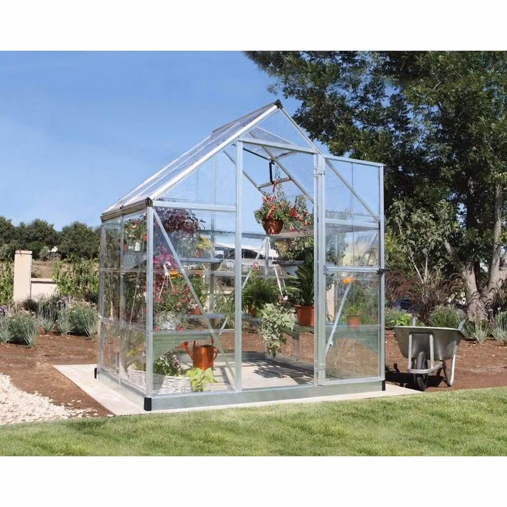 Palram Harmony Greenhouse in Silver with Polycarbonate Panels, W: 185 cm, D: 126 cm, H: 208 cm – 2