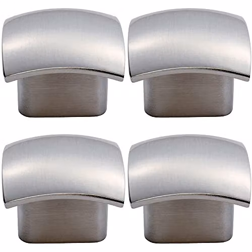 Loops 4 Pack Brushed Silver Convex Face Cupboard Door Knob, W: 33 mm, D: 3.3 cm – 1