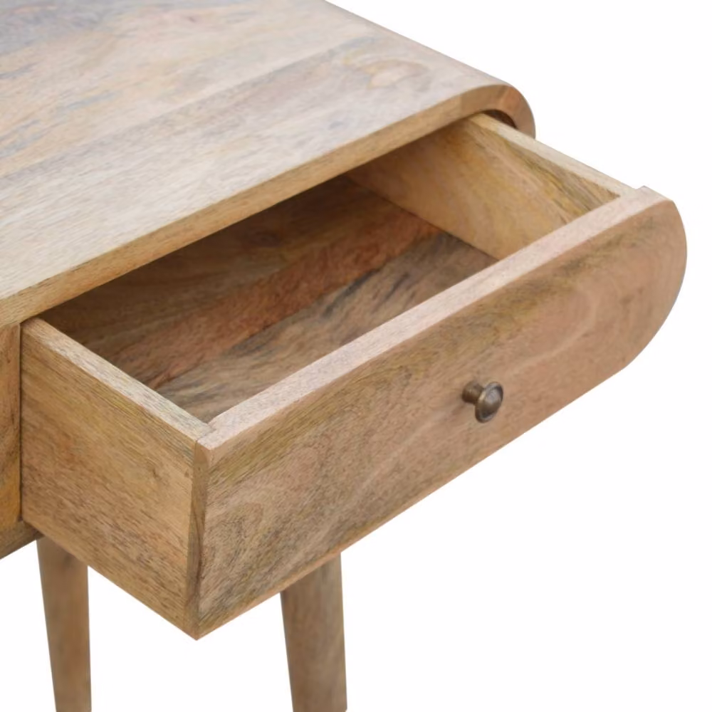 STILVORA Mid-Century Mango Wood 2 Drawer Console Table in Brown – 2