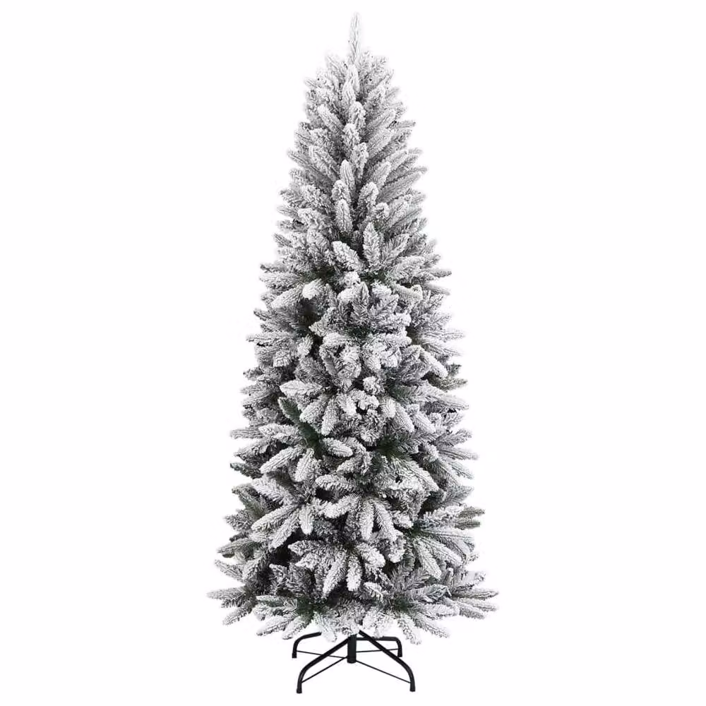 Berkfield Home Beautiful Artificial Flocked Snow Christmas Tree in White, Height: 210 cm – 3