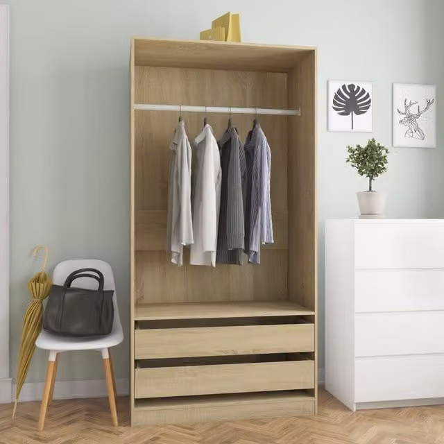Berkfield Home Sonoma Oak Wardrobe in Brown, W/D/H: 100 x 50 x 200 cm – 1