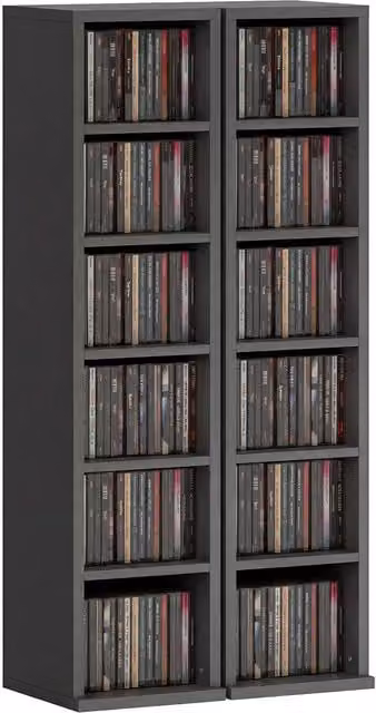 Rolipo 2 Pack Black CD DVD Media Storage Towers with Adjustable Shelves – 1