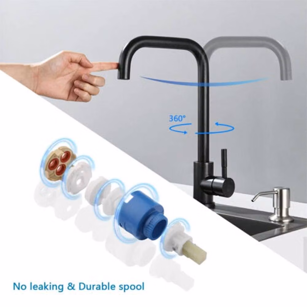 Kelvenix Modern Black Single Lever Kitchen Sink Mixer Tap – 4