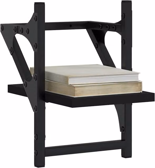 Berkfield Home Wall Mounted Shelves with Bars, 2 Piece Set, Black, W/D/H: 20 x 25 x 30 cm – 1