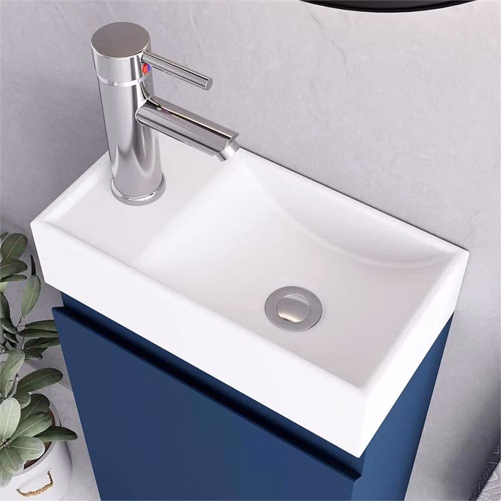 FORGEVIO Denvor Blue Freestanding Modern Bathroom Vanity Unit with Hinged Doors and Internal Shelves – 3