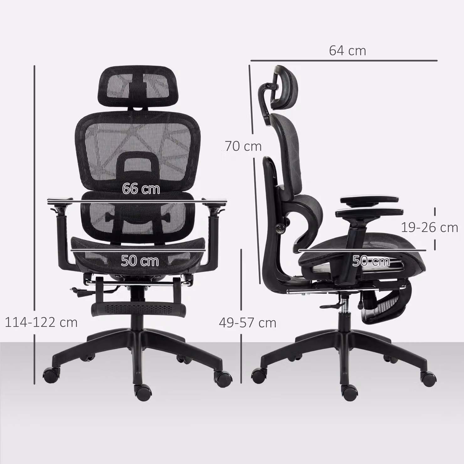 HOMCOM Black Fabric Executive Recliner Office Chair with Headrest, Armrests and Lumbar Support – 3