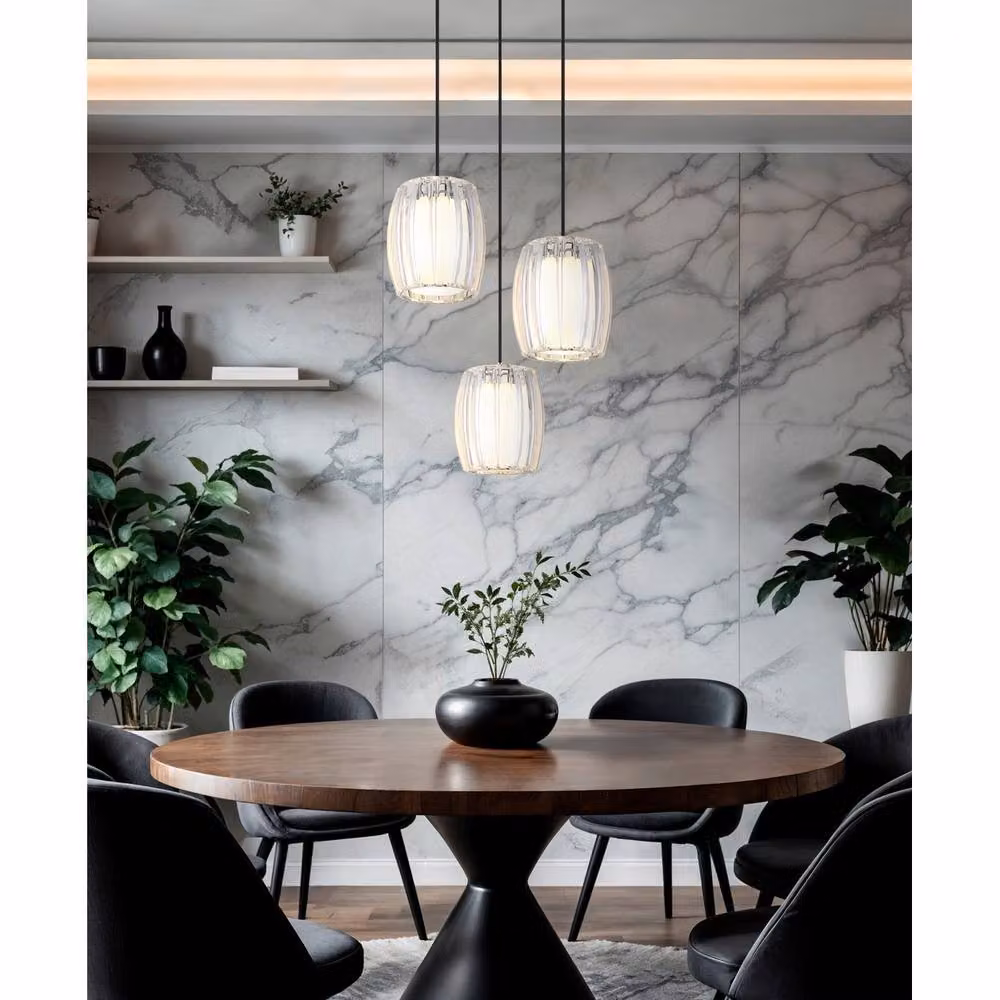 Netlighting Maribel Cluster Pendant Ceiling Light in Grey and Chrome with 3x E27 Glass Shades – 2