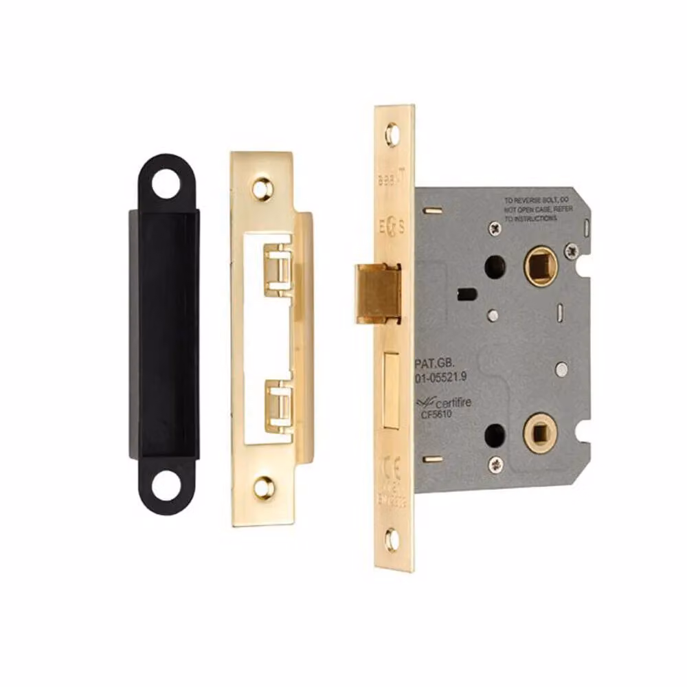 Loops Satin Brass Locking Bathroom Door Sashlock Latch with 76mm Square Forend – 2