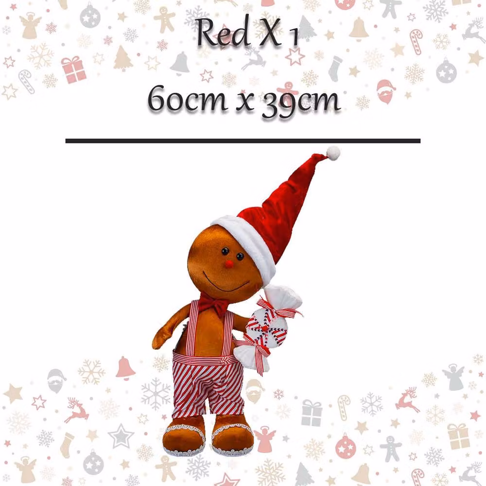 VFM e-Store Christmas Gingerbread Man Decoration, Multicolour Striped Textile Ornament, H 60 cm x W 39 cm – 2