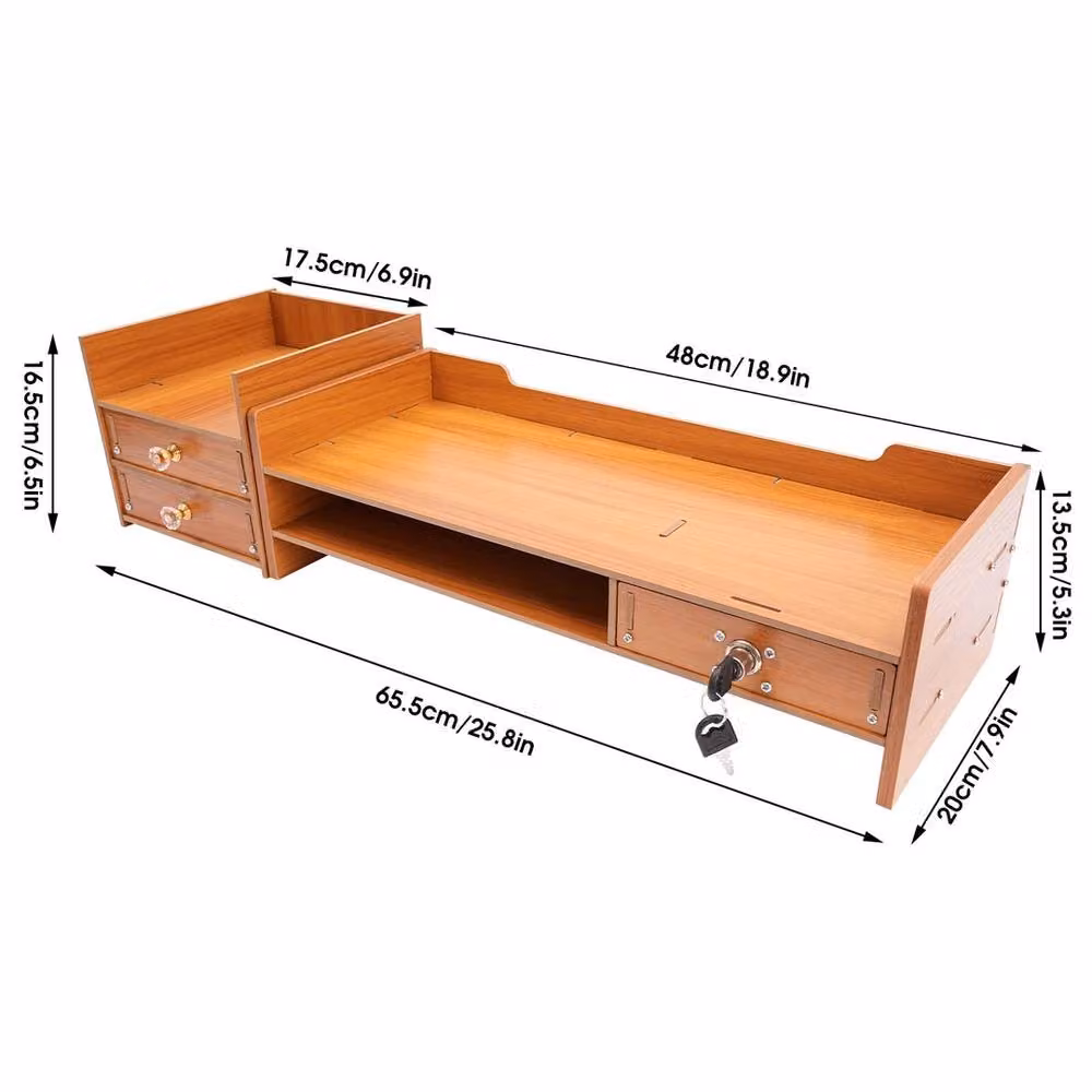 Havendro Brown Wood Office Desk Drawer and Desktop File Storage Tray – 2