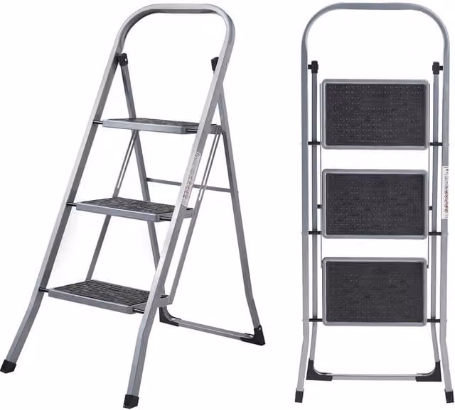 MasterWorx 3 Step Ladder in Grey, Height: 105.3 cm – 1
