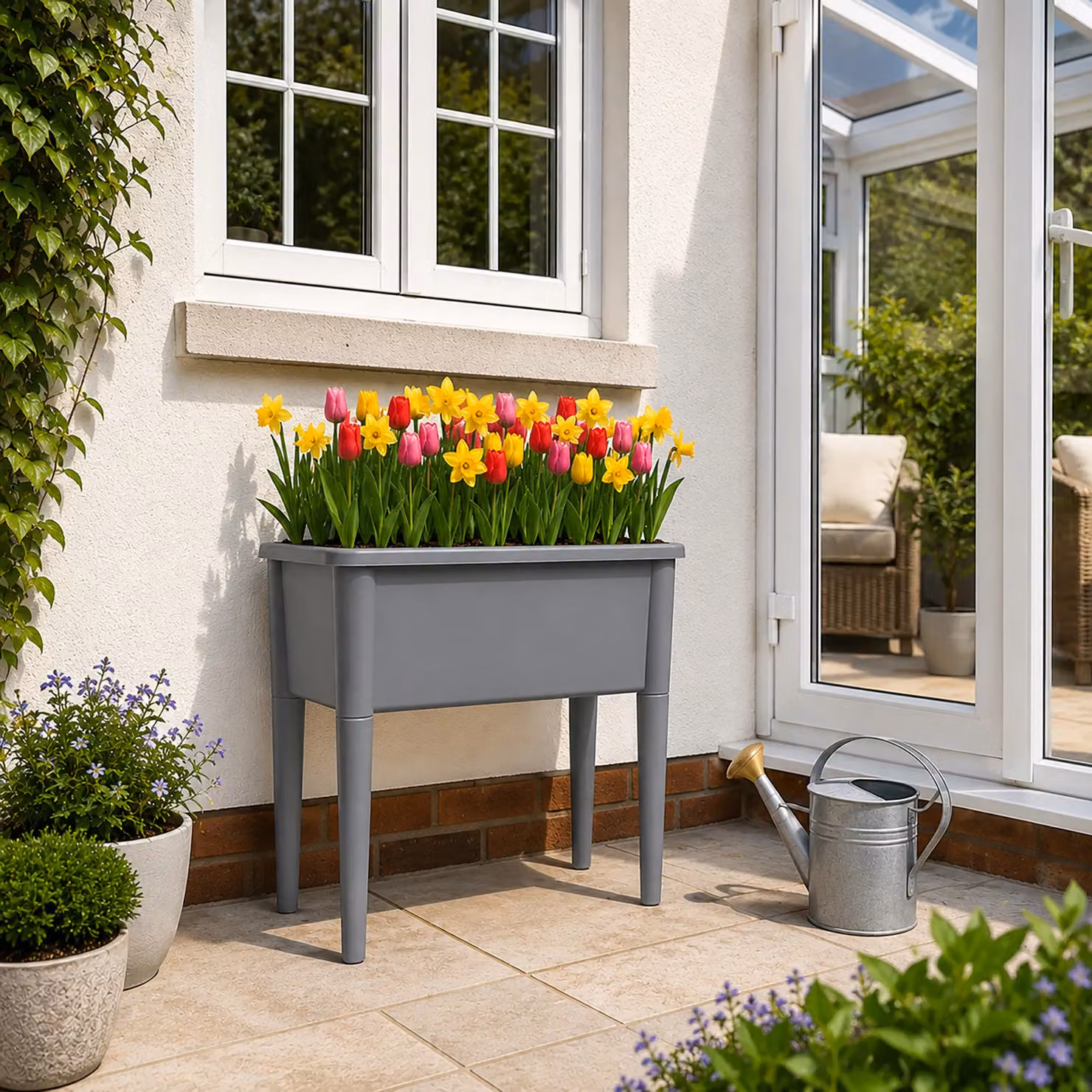 Simpa Grey Plastic Raised Bed Trough Planter Tub – 5